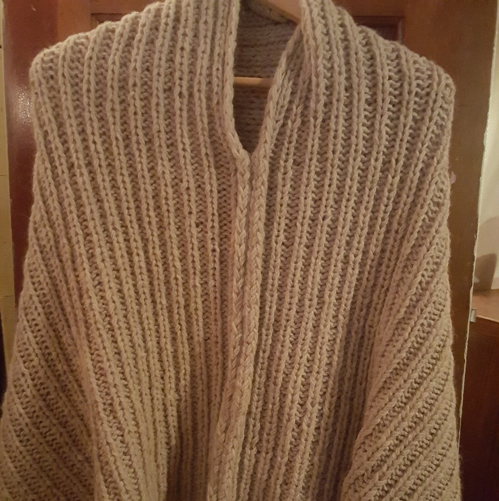 Hand-knit poncho sweater